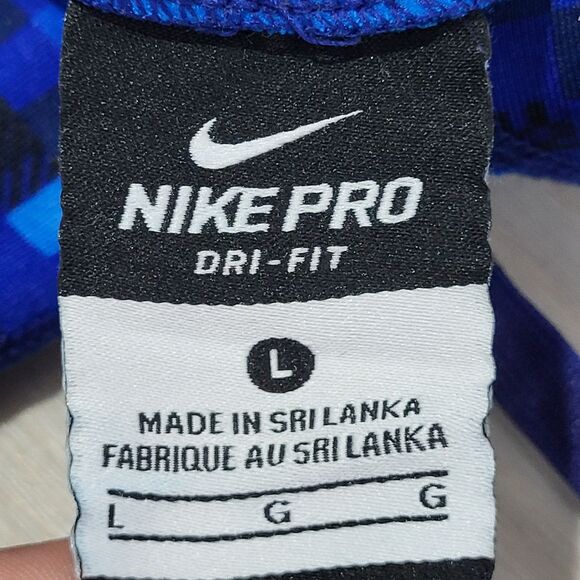 Nike Hoodie Womens L Blue Pro Dri FIT Pixel Digital Camo Thumbholes Long Sleeve - Picture 10 of 13